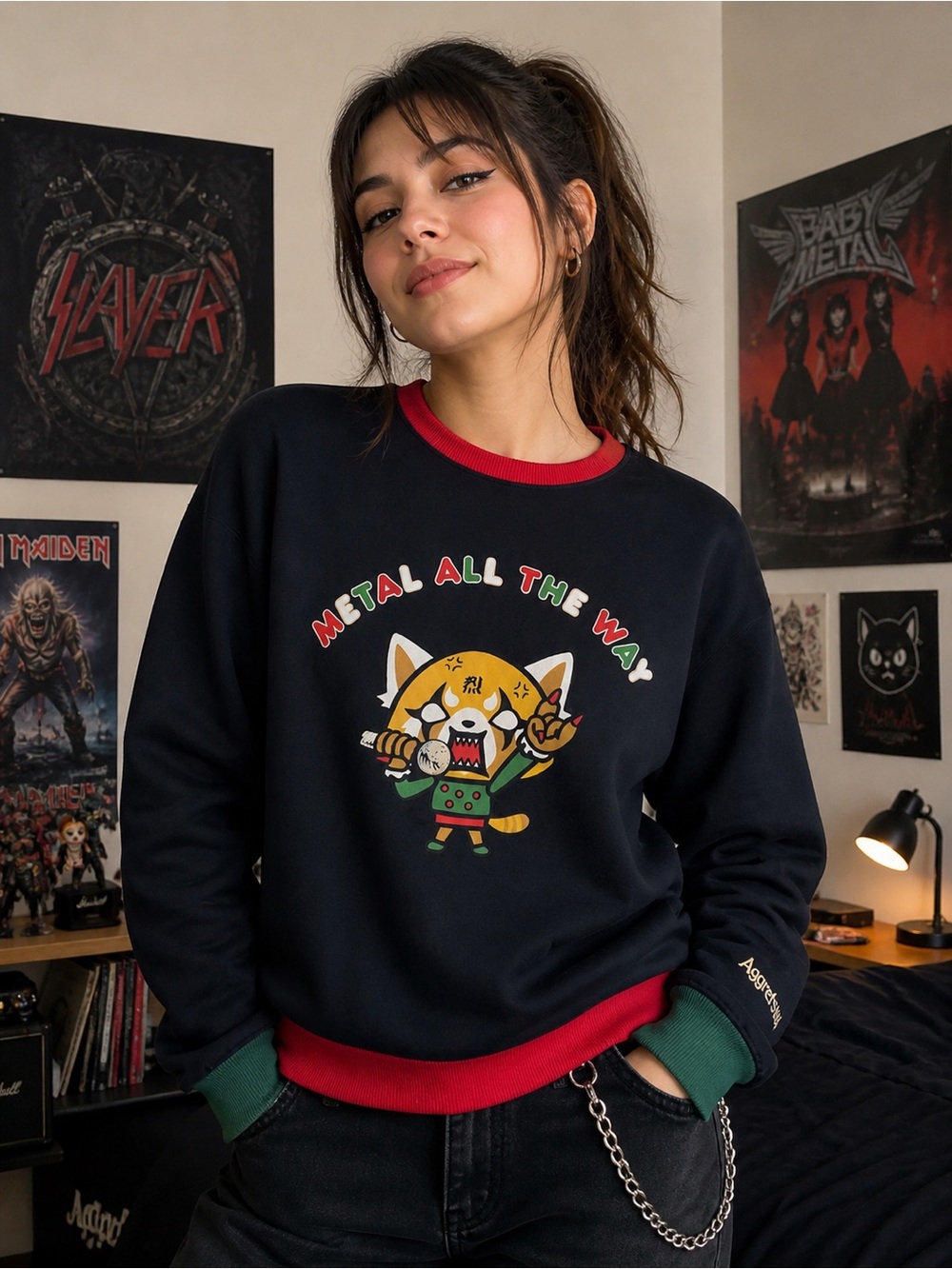 Sanrio Aggretsuko Sweatshirt NWT Small Metal All The Way